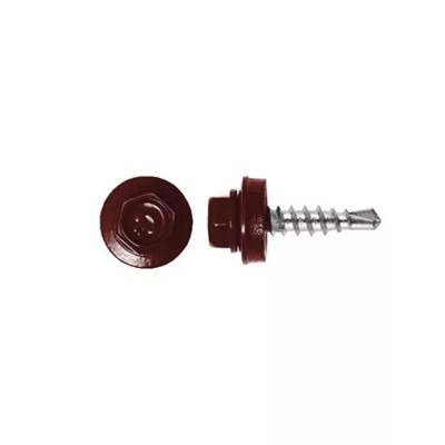ZENSTEEL Rögzítő csavar fémhez, RAL3009 fényes (bordó) - 4,8*19mm - 50db