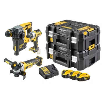   Dewalt 18V akkus gépkészlet (DCF887 + DCH273 + DCG405) 3db 5 Ah akkuval, töltővel